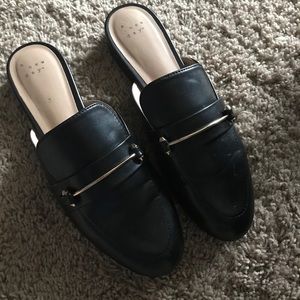 Black Leather mules